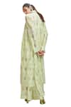 Buy_Nirmooha_Green Chantilly Lace Hand Embroidered Sequins Jacket Collar Pant Set 