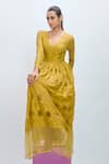 Nirmooha_Green Chantilly Lace Solid V Neck Maxi Dress _at_Aza_Fashions