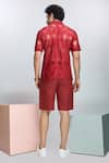 Shop_Nirmooha_Red Linen Solid Shorts With Belt _at_Aza_Fashions