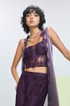 Nirmooha_Purple Chantilly Lace Solid Sweetheart Sleeveless Cape Pant Set _Online_at_Aza_Fashions
