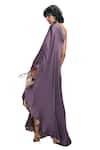 Buy_Nirmooha_Purple Modal Satin Hand Embroidered Sequins One Neck Kaftan 