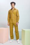 Buy_Nirmooha_Yellow Linen Plain Savannah Shirt _at_Aza_Fashions
