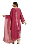 Buy_Wazir C_Maroon Silk Embroidered Thread Flat Collar Floral Tilla Kurta Pant Set 