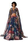 Shop_Varun Bahl_Blue Organza Printed Floral V Sequin And Bead Embroidered Lehenga Set  _Online_at_Aza_Fashions