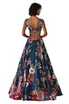 Buy_Varun Bahl_Blue Organza Printed Floral V Sequin And Bead Embroidered Lehenga Set  _Online