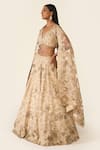 Buy_Varun Bahl_Gold Lurex Printed Floral V Neck Embroidered Lehenga Set  