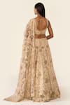 Varun Bahl_Gold Lurex Printed Floral V Neck Embroidered Lehenga Set  _Online