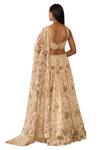 Buy_Varun Bahl_Gold Lurex Printed Floral V Neck Embroidered Lehenga Set  _Online