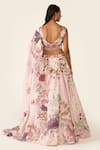 Varun Bahl_Pink Lurex Embroidered Thread V Neck Floral Cutwork Lehenga Set  _Online