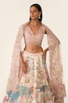 Shop_Varun Bahl_Multi Color Silk Dupion Embroidered Floral Linear Lehenga Set  _Online_at_Aza_Fashions