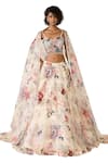 Varun Bahl_Ivory Organza Embroidered Floral Sequin And Cutdana Lehenga Set _Online_at_Aza_Fashions