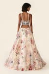 Shop_Varun Bahl_Ivory Organza Embroidered Floral Sequin And Cutdana Lehenga Set 