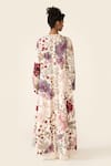 Shop_Varun Bahl_Ivory Silk Dupion Printed Floral V Neck Embroidered Cape Trouser Set _at_Aza_Fashions