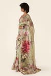 Shop_Varun Bahl_Green Organza Printed Floral V Flower Saree With Embroidered Blouse  _Online_at_Aza_Fashions