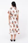 Shop_Leh Studios_Beige 100% Cotton Print Bouquet Collar Neck Midi Tong Dress  _at_Aza_Fashions