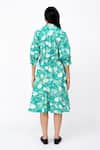 Shop_Leh Studios_Green 100% Cotton Print Fisherman Collar Neck Drawstring Dress  _at_Aza_Fashions