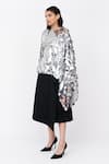 Shop_Leh Studios_Grey 100% Viscose Embellished Sequins Round Neck Disco Hanker Top _Online_at_Aza_Fashions