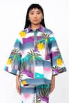 Buy_Leh Studios_Multi Color 100% Cotton Print Island Collar Neck Tunic Shirt  _at_Aza_Fashions