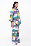 Buy_Leh Studios_Multi Color 100% Cotton Print Island Collar Neck Tunic Shirt  _Online_at_Aza_Fashions