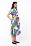 Buy_Leh Studios_Multi Color 100% Cotton Print Island Collar Neck Wrap Dress  _Online_at_Aza_Fashions