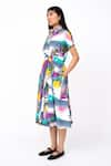 Shop_Leh Studios_Multi Color 100% Cotton Print Island Collar Neck Wrap Dress  _Online_at_Aza_Fashions