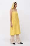 Shop_Leh Studios_Yellow 100% Linen Solid Halter Lemonade Dress  _Online_at_Aza_Fashions