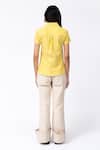 Shop_Leh Studios_Yellow 100% Linen Solid Collar Lemonade Day Shirt _at_Aza_Fashions