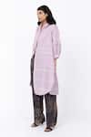 Buy_Leh Studios_Purple 100% Linen Solid Collar Fence Shirt Dress _Online_at_Aza_Fashions