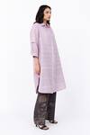 Shop_Leh Studios_Purple 100% Linen Solid Collar Fence Shirt Dress _Online_at_Aza_Fashions