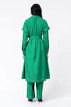 Shop_Leh Studios_Green 100% Cotton Solid Lapel Collar Metro Jacket Dress _at_Aza_Fashions