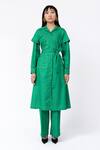Buy_Leh Studios_Green 100% Cotton Solid Lapel Collar Metro Jacket Dress _Online_at_Aza_Fashions