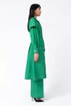 Shop_Leh Studios_Green 100% Cotton Solid Lapel Collar Metro Jacket Dress _Online_at_Aza_Fashions