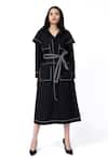 Buy_Leh Studios_Black 100% Cotton Solid Lapel Collar Metro Jacket Dress _at_Aza_Fashions