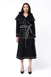 Buy_Leh Studios_Black 100% Cotton Solid Lapel Collar Metro Jacket Dress _Online_at_Aza_Fashions