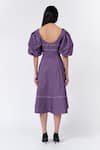 Shop_Leh Studios_Purple 100% Cotton Solid Deep Scoop Mantle Neck Dress  _at_Aza_Fashions