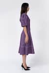 Shop_Leh Studios_Purple 100% Cotton Solid Deep Scoop Mantle Neck Dress  _Online_at_Aza_Fashions