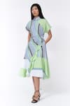 Buy_Leh Studios_Multi Color 100% Cotton Printed Striped Collar Dress _at_Aza_Fashions