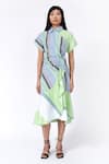 Leh Studios_Multi Color 100% Cotton Printed Striped Collar Dress _Online_at_Aza_Fashions
