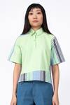 Buy_Leh Studios_Multi Color 100% Cotton Printed Striped Collar T-shirt _at_Aza_Fashions