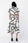 Shop_Leh Studios_Black 100% Cotton Printed Swirl Collared Wrap Dress _at_Aza_Fashions