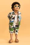 Buy_Ankid_Ivory Cotton Printed Rhinoceros Shacket With Bermuda Shorts _at_Aza_Fashions