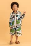 Ankid_Ivory Cotton Printed Rhinoceros Shacket With Bermuda Shorts _Online