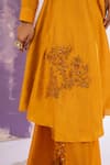 Shop_AMETHYST_Yellow Bamber Silk Embroidered Floral Placement Flared Kurta Palazzo Set_Online_at_Aza_Fashions