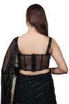 Lasha_Black Tulle Net Hand Embroidered Sequins Ruffled Lehenga Saree With Corset _at_Aza_Fashions