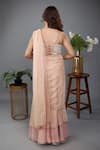 Shop_Lasha_Pink Organza Hand Embroidered Layered Pre-draped Saree With Blouse _at_Aza_Fashions