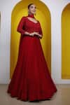 Buy_Lasha_Red Georgette Embroidered Sequin And Cutdana Anarkali With Dupatta _Online_at_Aza_Fashions