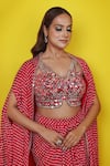 Shop_Lasha_Pink Satin Georgette Embroidered Bandhani Print Cape Draped Skirt Set _Online_at_Aza_Fashions