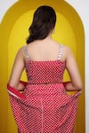 Shop_Lasha_Pink Satin Georgette Embroidered Bandhani Print Cape Draped Skirt Set _at_Aza_Fashions