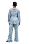 Buy_Lasha_Blue Organza Embroidered Cutdana Collared Peplum Jacket Pant Set 