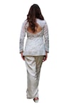 Buy_Lasha_Blue Satin Organza Embroidered Zardosi And Peplum Jacket Pant Set 